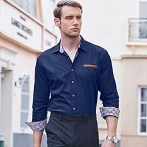 Coofandy Men's Blue Denim Button Up Shirt Casual Lightweight Soft Size Medium